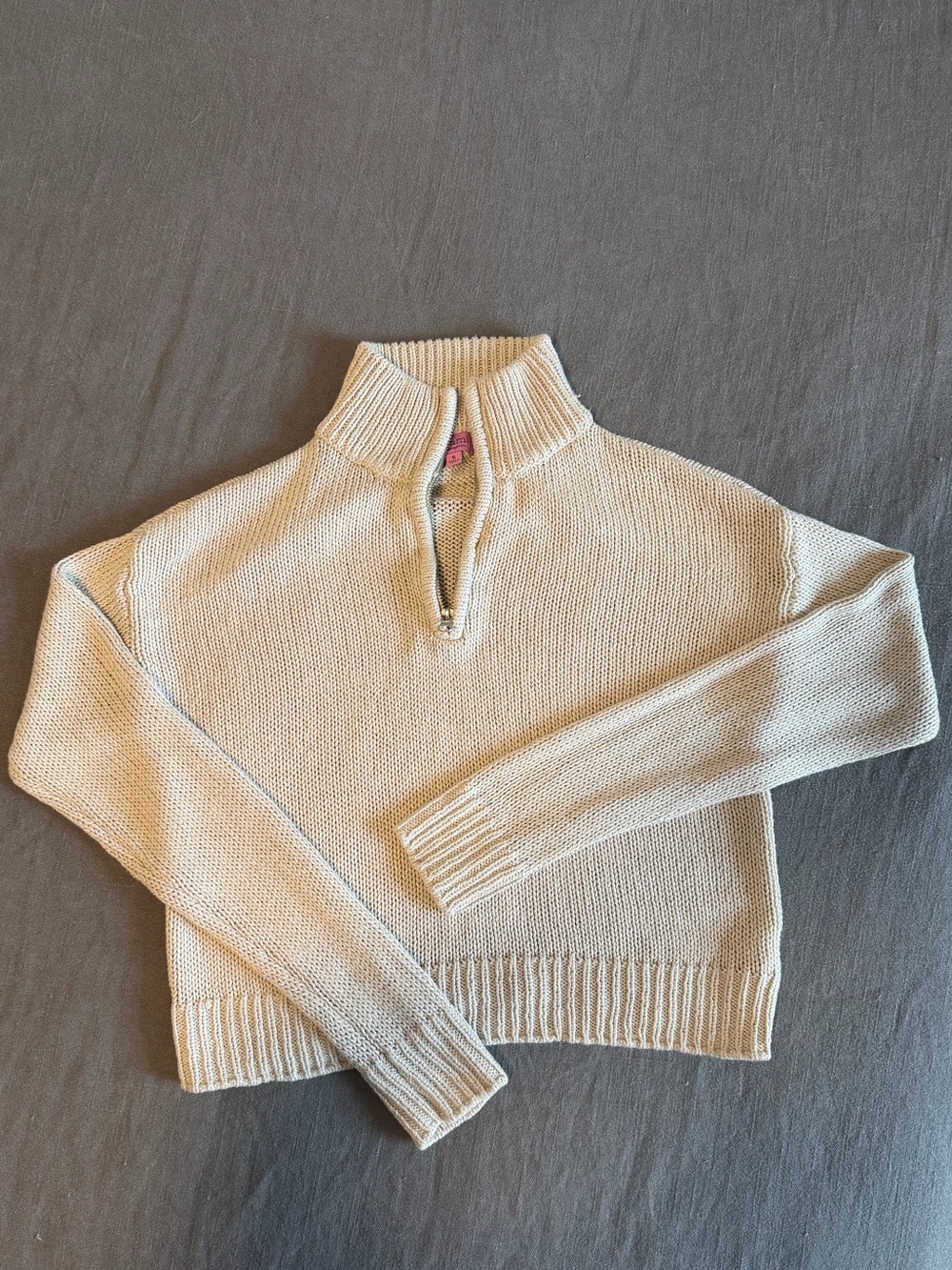 Francesca’s mi ami Cream Half-Zip Cowl Sweater